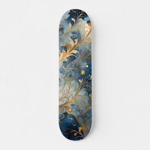 Abstract Blue Golden Skateboard