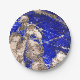 Abstract Blue Granite blue marble  blue stone Paper Plate
