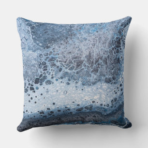 Abstract Blue & Gray Ocean Drift Cushion