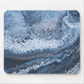 Abstract Blue & Gray Ocean Drift Mouse Pad