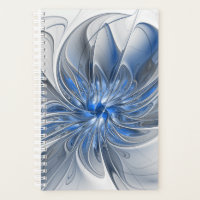 Abstract Blue Gray Watercolor Fractal Art Flower