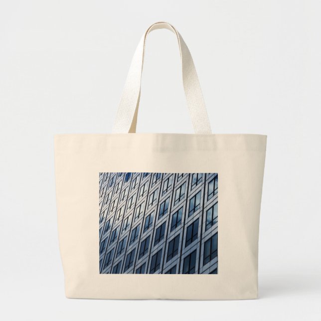 Abstract Blue Gray Windows Large Tote Bag (Front)