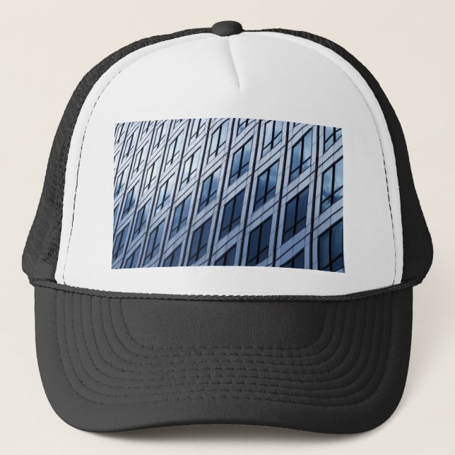 Abstract Blue Gray Windows Trucker Hat (Front)