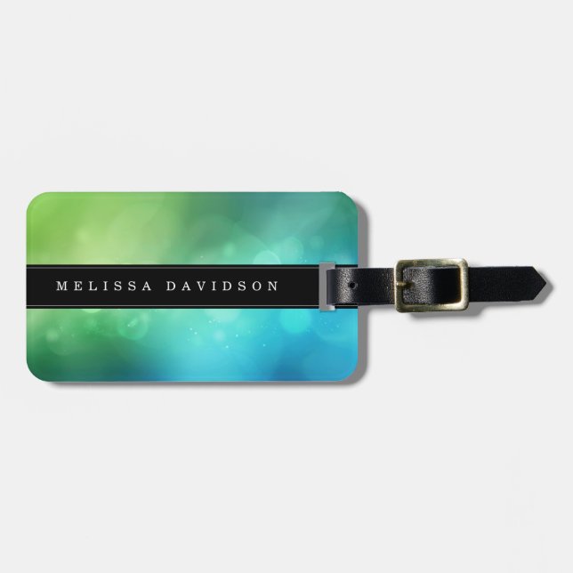 Abstract Blue-Green Background Luggage Tag (Front Horizontal)