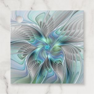 Abstract Blue Green Butterfly Fantasy Art Custom Favour Tags