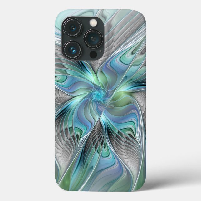 Abstract Blue Green Butterfly Fantasy Fractal Art Case-Mate iPhone Case (Back)