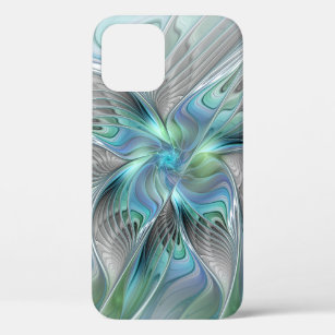 Abstract Blue Green Butterfly Fantasy Fractal Art iPhone 12 Pro Case
