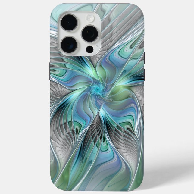 Abstract Blue Green Butterfly Fantasy Fractal Art Case-Mate iPhone Case (Back)