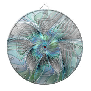 Abstract Blue Green Butterfly Fantasy Fractal Art Dartboard