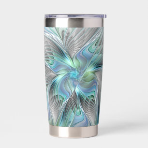Abstract Blue Green Butterfly Fantasy Fractal Art Insulated Tumbler