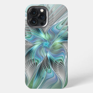 Abstract Blue Green Butterfly Fantasy Fractal Art iPhone 13 Pro Max Case