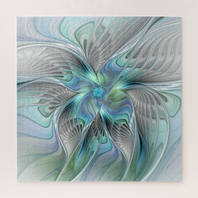 Abstract Blue Green Butterfly Fantasy Fractal Art Jigsaw Puzzle (Vertical)
