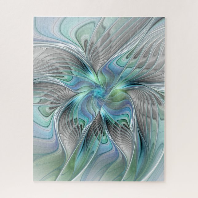 Abstract Blue Green Butterfly Fantasy Fractal Art Jigsaw Puzzle (Vertical)