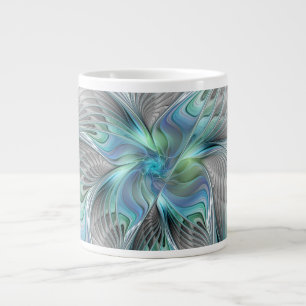 Abstract Blue Green Butterfly Fantasy Fractal Art Large Coffee Mug