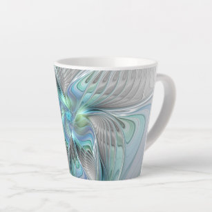 Abstract Blue Green Butterfly Fantasy Fractal Art Latte Mug