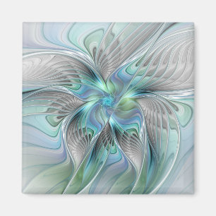 Abstract Blue Green Butterfly Fantasy Fractal Art Magnet