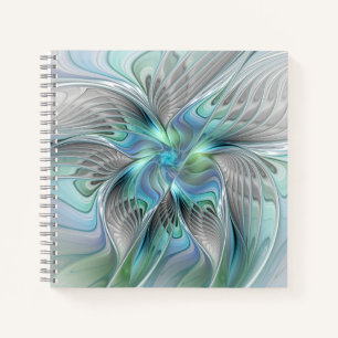 Abstract Blue Green Butterfly Fantasy Fractal Art Notebook