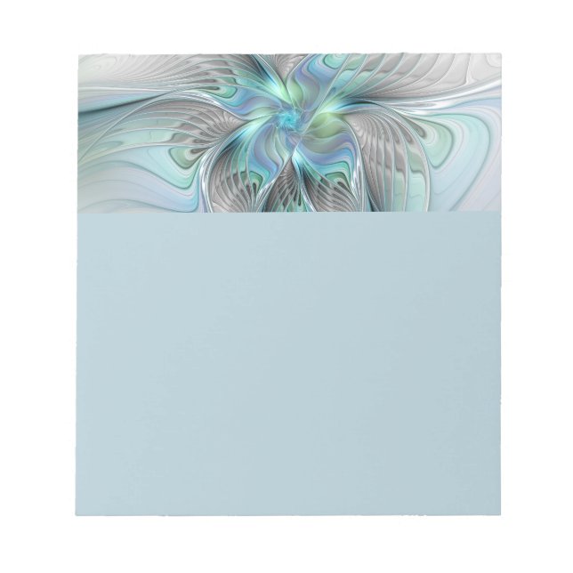 Abstract Blue Green Butterfly Fantasy Fractal Art Notepad (Front)