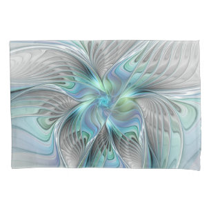 Abstract Blue Green Butterfly Fantasy Fractal Art Pillowcase