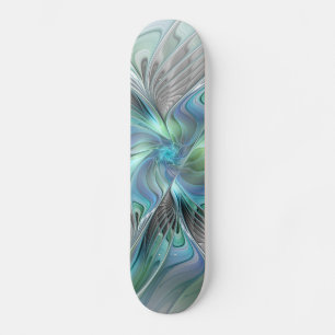 Abstract Blue Green Butterfly Fantasy Fractal Art Skateboard