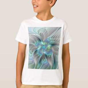 Abstract Blue Green Butterfly Fantasy Fractal Art T-Shirt