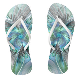 Abstract Blue Green Butterfly Fantasy Fractal Art Thongs