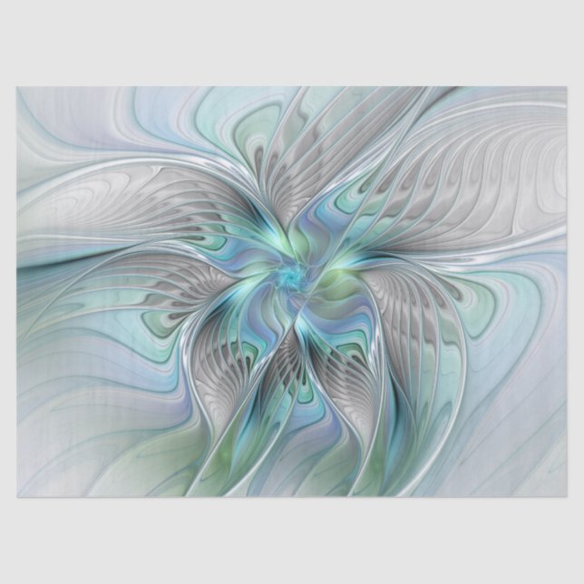 Abstract Blue Green Butterfly Fantasy Fractal Art Tissue Paper (Front)