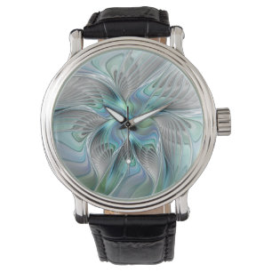 Abstract Blue Green Butterfly Fantasy Fractal Art Watch