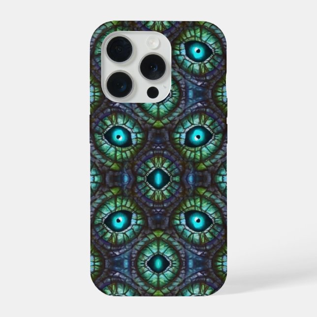 Abstract blue green eye mosaic iPhone case (Back)