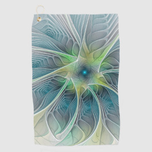 Abstract Blue Green Fractal Art Fantasy Flower Golf Towel