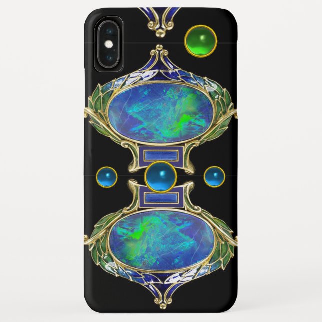 ABSTRACT BLUE GREEN OPAL EFFECT WITH GEMSTONES Case-Mate iPhone CASE (Back)