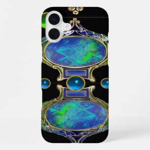 ABSTRACT BLUE GREEN OPAL EFFECT WITH GEMSTONES iPhone CASE