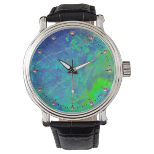 ABSTRACT BLUE GREEN OPAL PHOTO WATCH