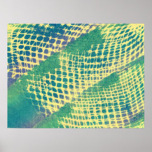 Abstract Blue Green Purple Yellow Pattern Posters