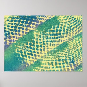 Abstract Blue Green Purple Yellow Pattern Posters