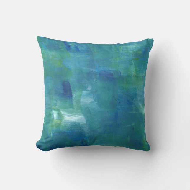 Abstract Blue Green Sentiment. Cushion (Front)