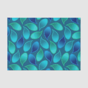 Abstract blue green teal peacock rain drop pattern tissue paper