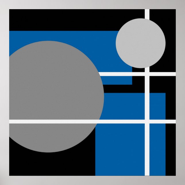 Abstract Blue Grey Black White AP0001 Poster (Front)