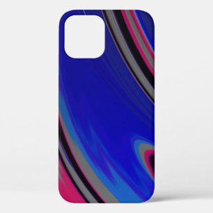 Abstract Blue Grey Magenta Fractal Swirl iPhone 12 Case