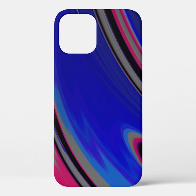 Abstract Blue Grey Magenta Fractal Swirl Case-Mate iPhone Case (Back)