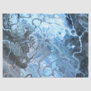 Abstract Blue & Grey Marble Ice Fluid Texture Tissue Paper