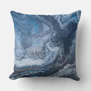 Abstract Blue & Grey Ocean Drift Cushion