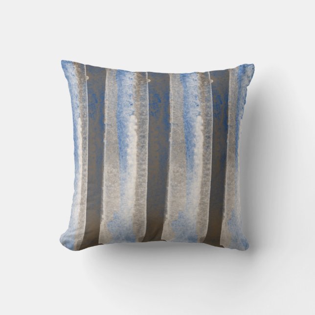 Abstract Blue Grey Tan Cream Modern  Cushion (Front)