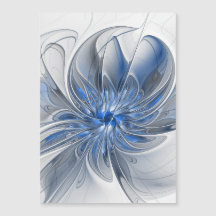 Abstract Blue Grey Watercolor Fractal Art Flower