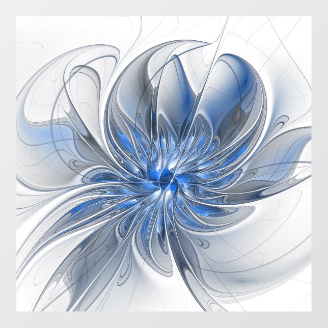 Abstract Blue Grey Watercolor Fractal Art Flower (Sheet)