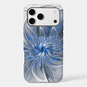 Abstract Blue Grey Watercolor Fractal Art Flower