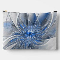 Abstract Blue Grey Watercolor Fractal Art Flower