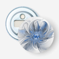 Abstract Blue Grey Watercolor Fractal Art Flower