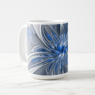 Abstract Blue Grey Watercolor Fractal Art Flower Coffee Mug