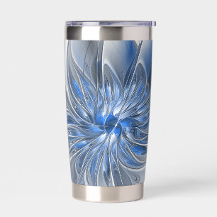 Abstract Blue Grey Watercolor Fractal Art Flower Insulated Tumbler